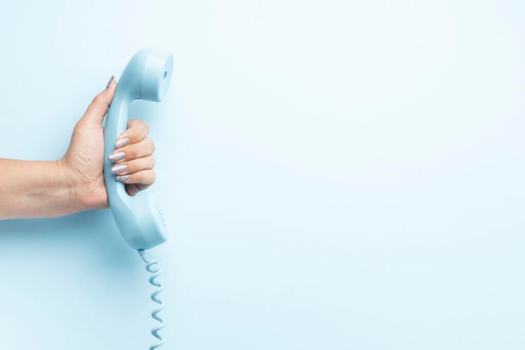 top view blue monday concept composition with telephone